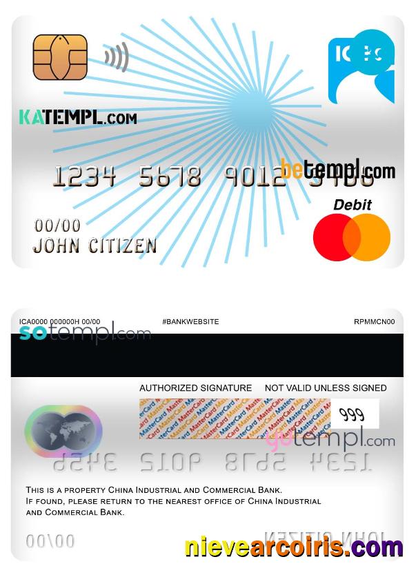 China Industrial and Commercial Bank of China bank mastercard debit card